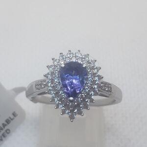 Host Pick Amazing Tanzanite and white Zircon double halo ring